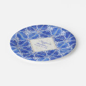 Blauwe witte Waterverf Papieren Bordje (Gekanteld)