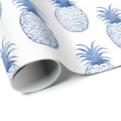 Blauwe witte Waterverf Tropische ananas Cadeaupapier (Rol Hoek)