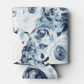 Blauwe Witte WinterFloral Rozen Shabby Chic Blikjeskoeler (Achterkant)