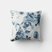 Blauwe Witte WinterFloral Rozen Shabby Chic Kussen (Voorkant)