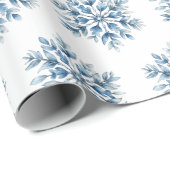 Blauwe witte wintersneeuwvlokken cadeaupapier (Rol Hoek)