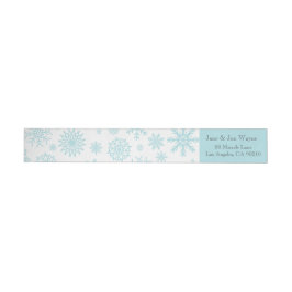 Blauwe witte wintersnowflake kerstlabels