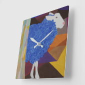 Blauwe wol vierkante klok (Hoek)