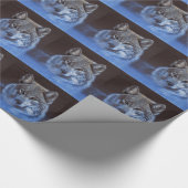 Blauwe Wolf Cadeaupapier (Hoek)