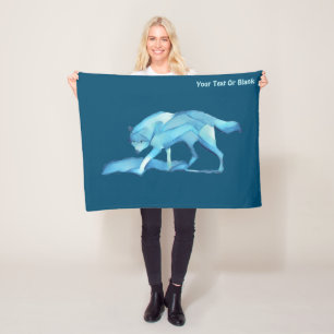Blauwe Wolf Fleece Deken