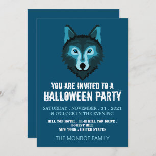 Blauwe Wolf, Halloween Party Kaart