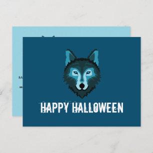 Blauwe Wolf, Halloween Party Uitnodiging Briefkaart
