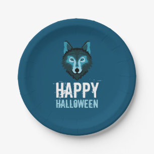 Blauwe Wolf, Happy Halloween Papieren Bordje