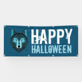 Blauwe Wolf, Happy Halloween Spandoek (Horizontaal)