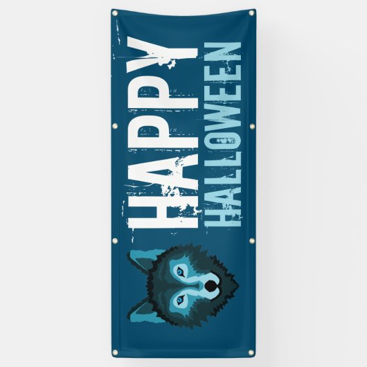 Blauwe Wolf, Happy Halloween Spandoek (Verticaal)