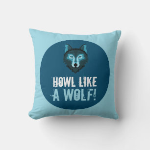 Blauwe Wolf, howl als een wolf Kussen