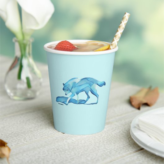 Blauwe wolf op sneeuw papieren bekers (Insitu)