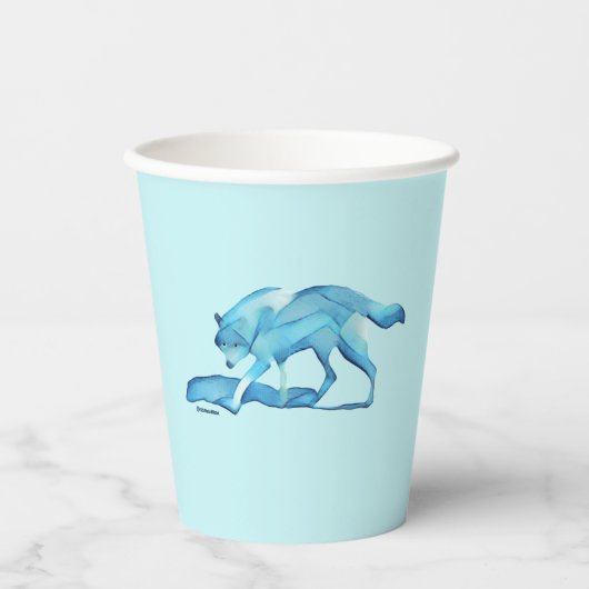 Blauwe wolf op sneeuw papieren bekers (Voorkant)