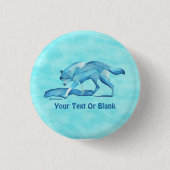 Blauwe wolf op sneeuw ronde button 3,2 cm (Voorkant)