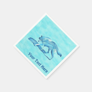 Blauwe wolf op sneeuw servet