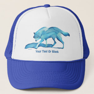 Blauwe wolf op sneeuw trucker pet