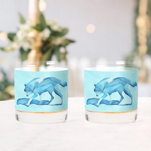 Blauwe wolf op sneeuw whisky glas (Insitu (Huwelijk))