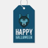 Blauwe Wolf, Prettig Halloween Cadeaulabel (Voorkant)