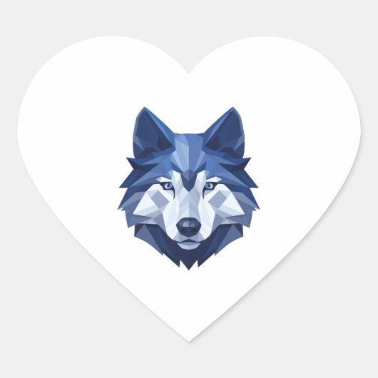 Blauwe WolfDog 4 Hart Sticker (Voorkant)