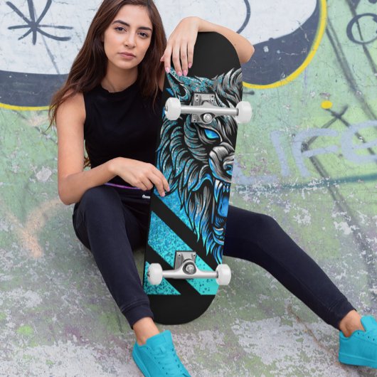 Blauwe wolfskateboard skateboard
