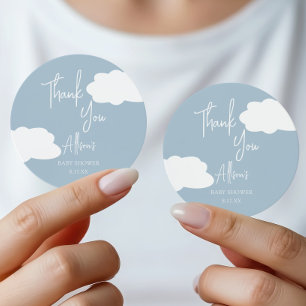 Blauwe Wolk Baby Shower Bedank Je Favor Ronde Sticker