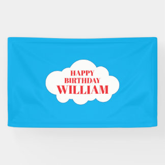 Blauwe wolk verjaardagsfeest achtergrond/ 90 cm x spandoek