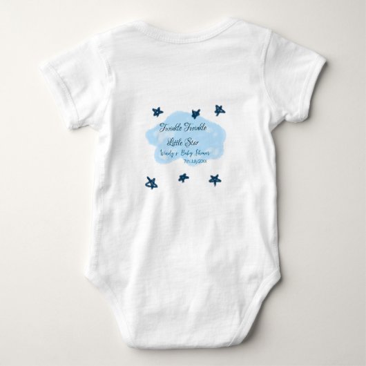 Blauwe wolken twinkeling Twinkle Little Star baby Romper (Achterkant)