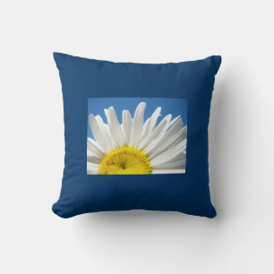 Blauwe Worpkussen Witte Madelief Bloem Blauwe Luch Kussen