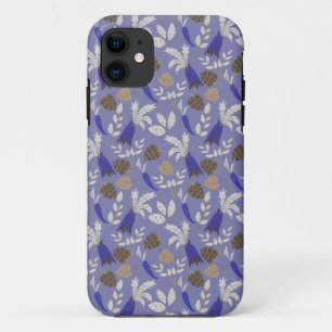 Blauwe wortelen en notenpatronen iPhone 11 hoesje