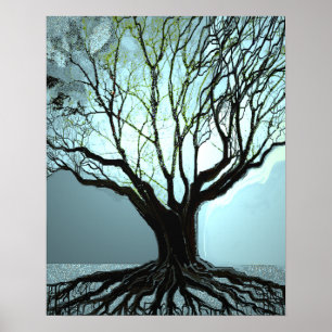 Blauwe Wortels Lichten Poster