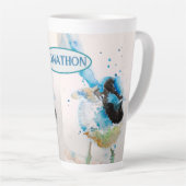 Blauwe Wren Aquarel Schilderij Australische Vogels Latte Mok (Rechterhoek)