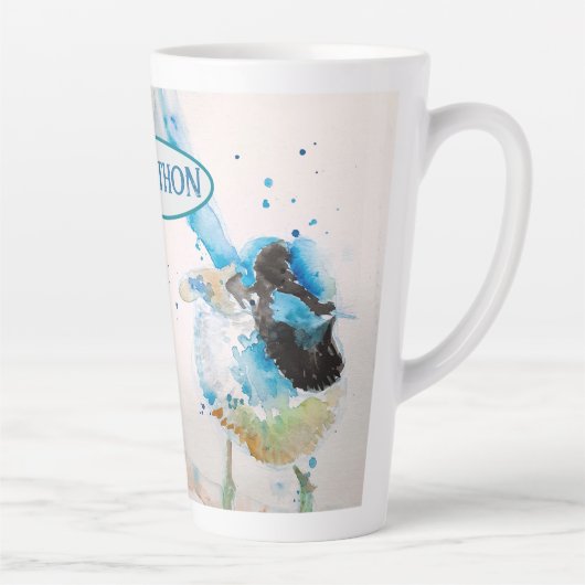 Blauwe Wren Aquarel Schilderij Australische Vogels Latte Mok (Rechts)