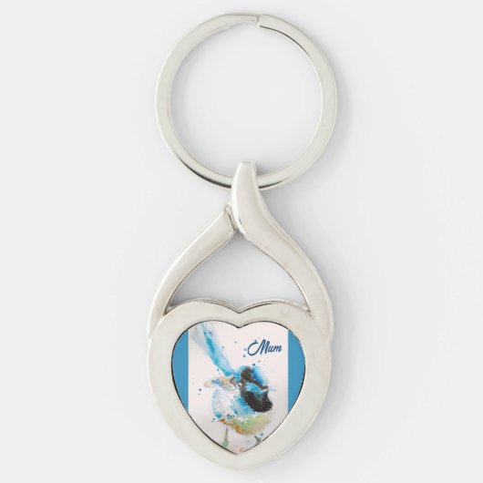 Blauwe Wren Wrens Watercolour Baby Blue Australisc Sleutelhanger (Voorkant)