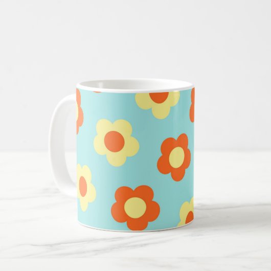 Blauwe Y2K Wildflower Bold Retro Spring Kitchen Koffiemok (Voorkant links)