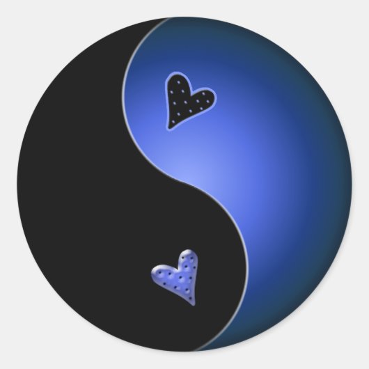 blauwe yin yang ronde sticker (Voorkant)