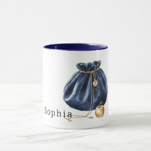 Blauwe Zak Gouden Appel Ketting Mok