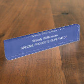 Blauwe zakelijke Kantoor Naambordje (Zijkant)