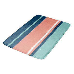 Blauwe, zalm- en Turquoise Stripes Badmat