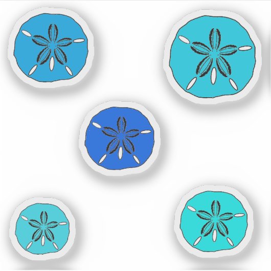 Blauwe zanddollars sticker (Voorkant)