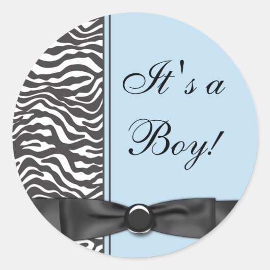 Blauwe Zebra Baby Jongen Douche Stickers (Voorkant)