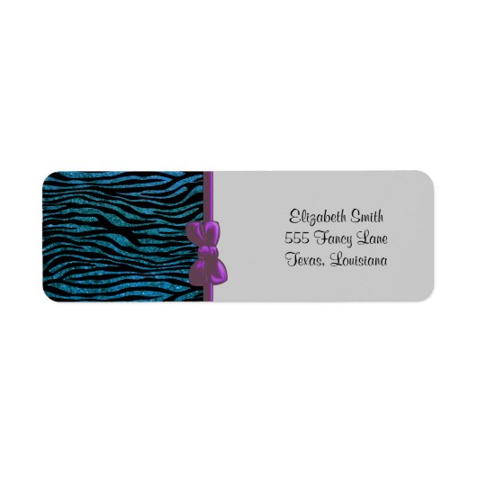 Blauwe Zebra, glitter-Zebra, Zebra-afdrukken, stri Etiket (Voorkant)