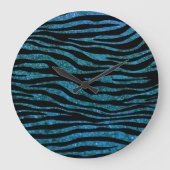 Blauwe Zebra, glitter-Zebra, Zebra-afdrukken, stri Grote Klok (Voorkant)