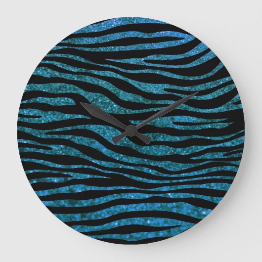 Blauwe Zebra, glitter-Zebra, Zebra-afdrukken, stri Grote Klok (Voorkant)