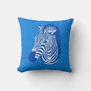 Blauwe Zebra Kussen
