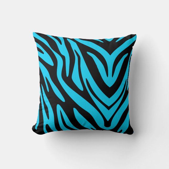 Blauwe Zebra streep Kussen (Voorkant)