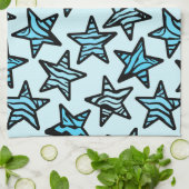 Blauwe zebraprint sterren theedoek (Gevouwen)