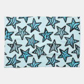Blauwe zebraprint sterren theedoek (Horizontaal)