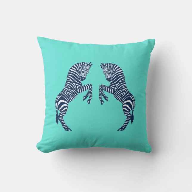 Blauwe zebra's kussen (Voorkant)