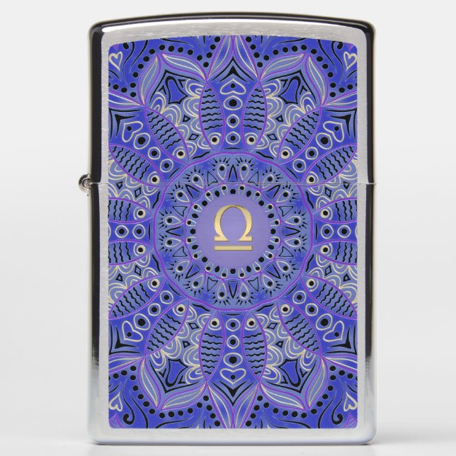 Blauwe zedenbalk Mandala Zippo Lighter (Voorkant)