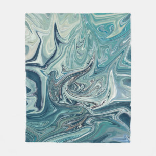 Blauwe Zee Abstract Schilderij Fleece Deken